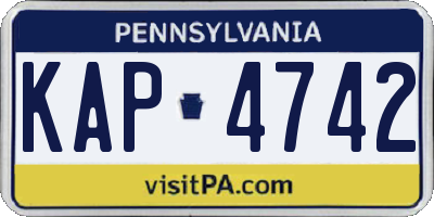 PA license plate KAP4742