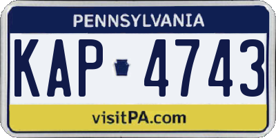 PA license plate KAP4743