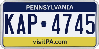 PA license plate KAP4745