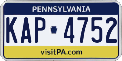 PA license plate KAP4752