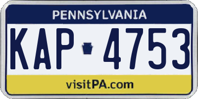PA license plate KAP4753
