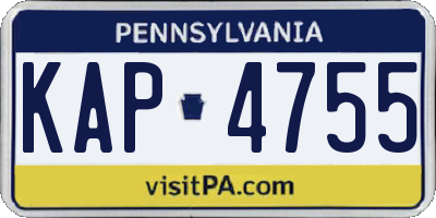 PA license plate KAP4755