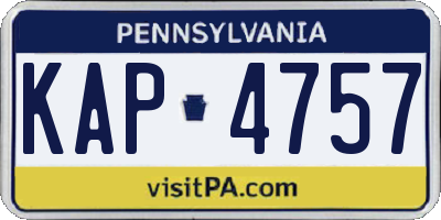 PA license plate KAP4757