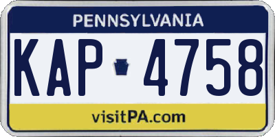 PA license plate KAP4758