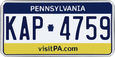 PA license plate KAP4759