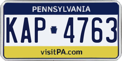 PA license plate KAP4763