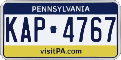 PA license plate KAP4767