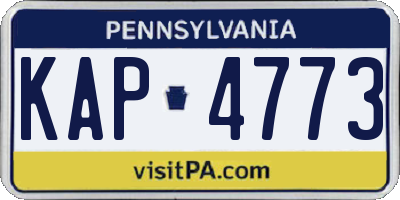 PA license plate KAP4773