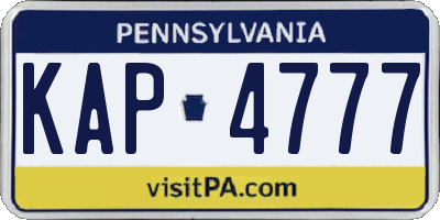 PA license plate KAP4777