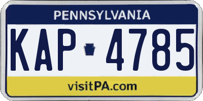 PA license plate KAP4785