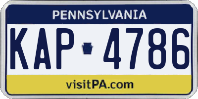 PA license plate KAP4786