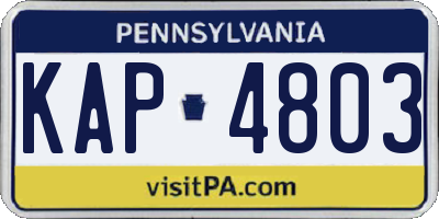 PA license plate KAP4803