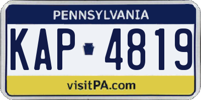 PA license plate KAP4819