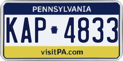 PA license plate KAP4833