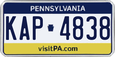 PA license plate KAP4838