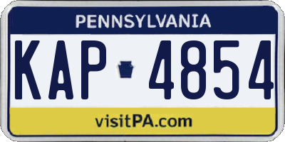 PA license plate KAP4854