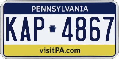 PA license plate KAP4867
