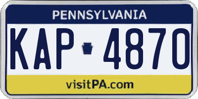 PA license plate KAP4870