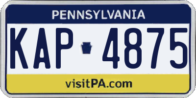 PA license plate KAP4875