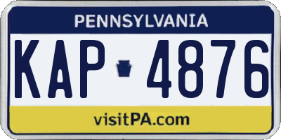 PA license plate KAP4876