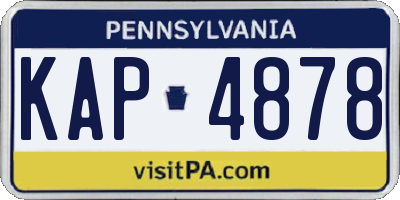 PA license plate KAP4878