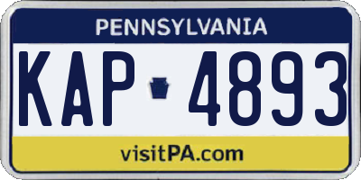 PA license plate KAP4893