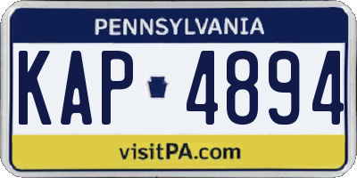 PA license plate KAP4894