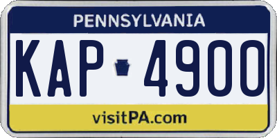 PA license plate KAP4900