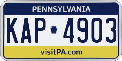 PA license plate KAP4903