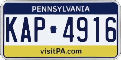 PA license plate KAP4916