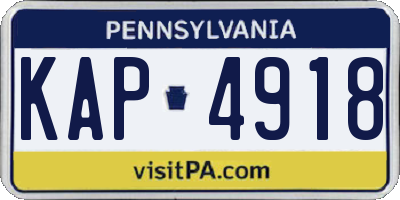 PA license plate KAP4918