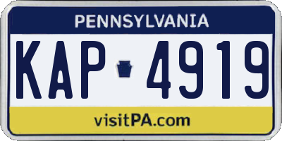 PA license plate KAP4919