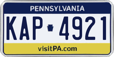 PA license plate KAP4921