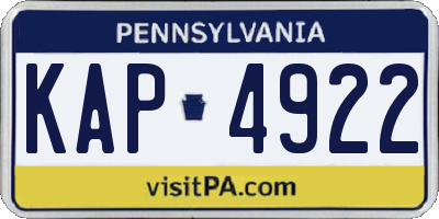 PA license plate KAP4922