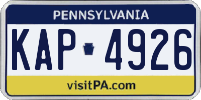 PA license plate KAP4926