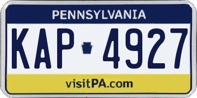 PA license plate KAP4927