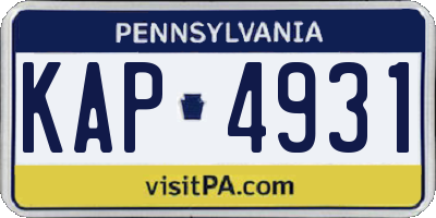 PA license plate KAP4931