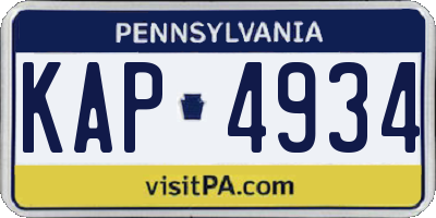 PA license plate KAP4934