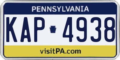 PA license plate KAP4938
