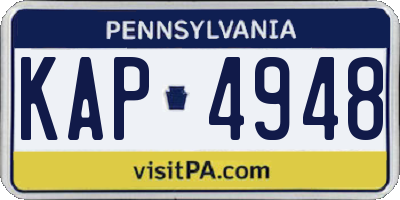 PA license plate KAP4948