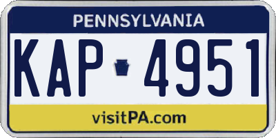 PA license plate KAP4951