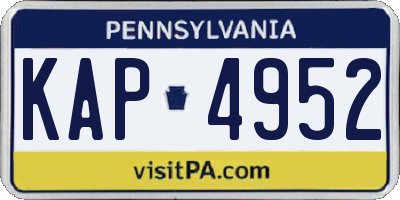 PA license plate KAP4952