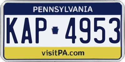 PA license plate KAP4953