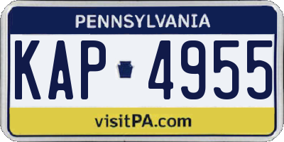 PA license plate KAP4955