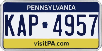 PA license plate KAP4957