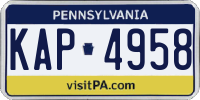 PA license plate KAP4958