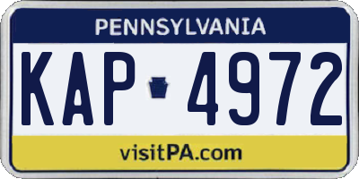 PA license plate KAP4972