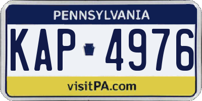PA license plate KAP4976