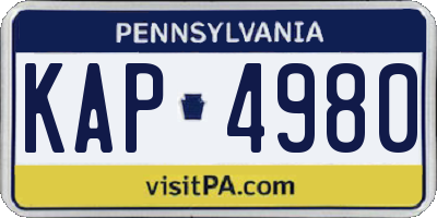 PA license plate KAP4980