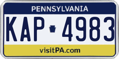 PA license plate KAP4983